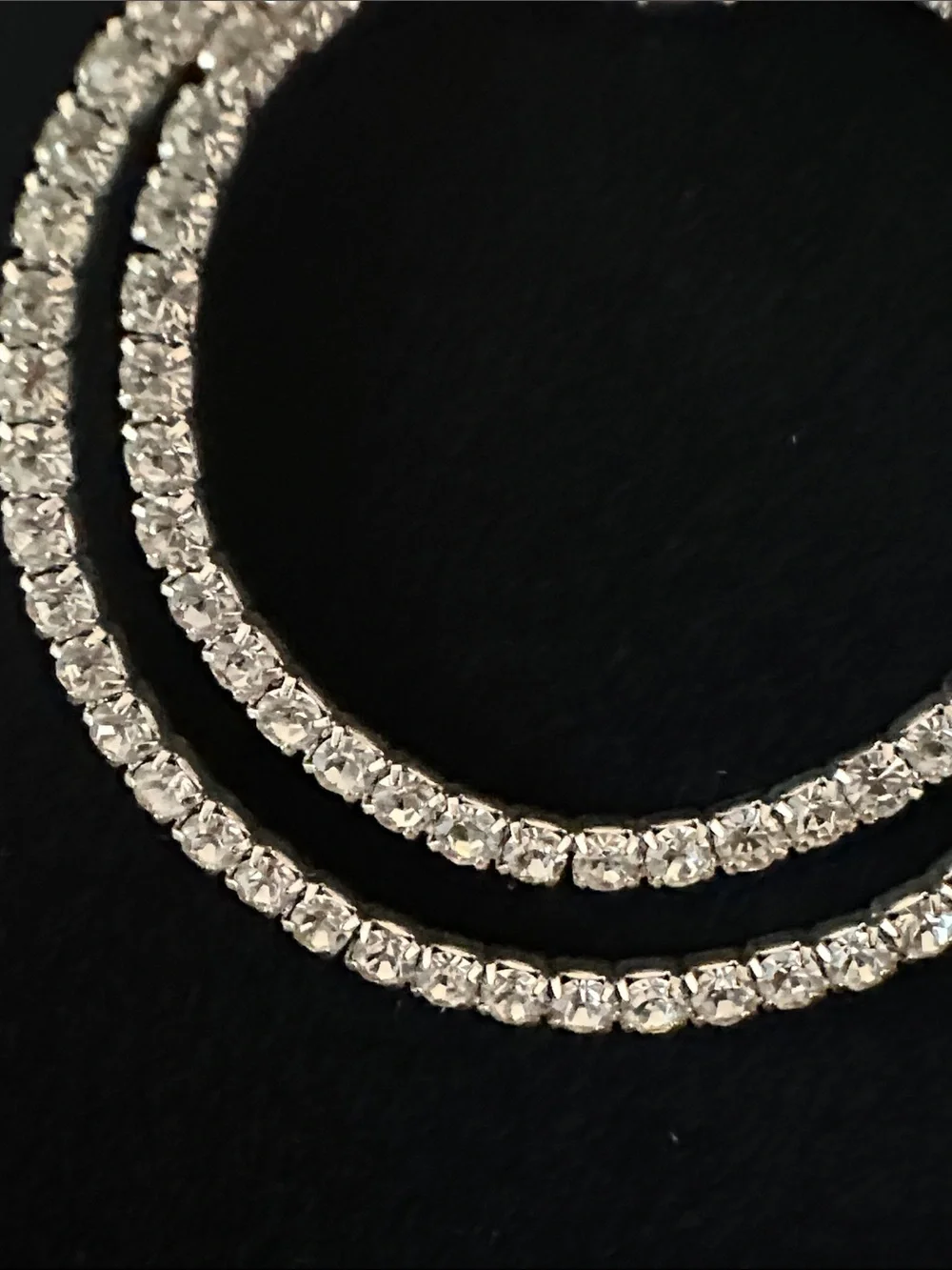 Sparkling Double Hoop Crystal Drop Earrings - Silver